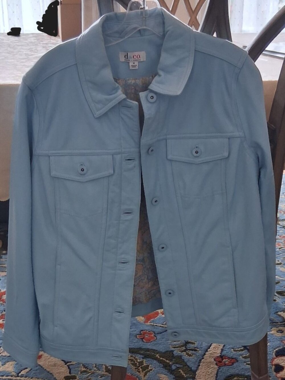 D&C Genuine Leather Powder Blue Trucker Jacket – Worn Once Size M